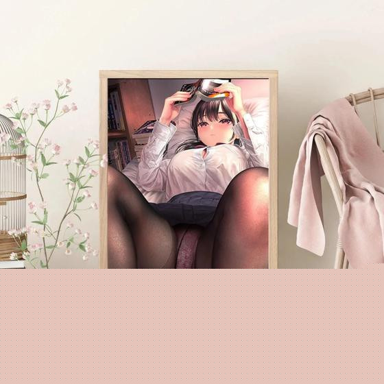 Imagem de Sexy Feminino Estudante Animação Japonesa Lona Arte Da Parede Hd Pintura De Decoração Para Casa