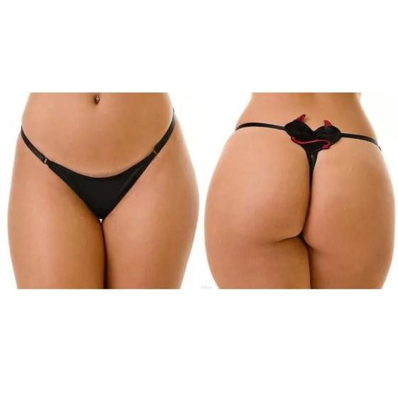 Tanga Diabinha - Micro fibra e Coração bordado em pelúcia - Sexshop - Adtoys