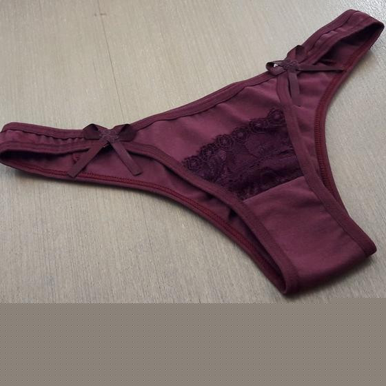 Imagem de Calcinha em algodão lateral fina conforto dia a dia sexy GG vinho
