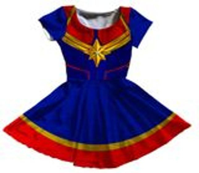 Imagem de Vestido Fantasia Capitã Marvel Infantil
