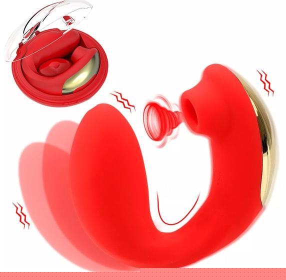 Imagem de Vibrador Feminino Casal Sugador de Clitóris Duplo Penetrável Sex Shop USB