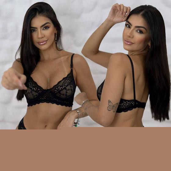Imagem de Conjunto Lingerie Sem bjo Com Aro Tule Rendado Sensual Com Fecho Delicado Sexy