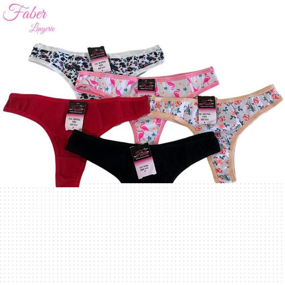 Kit 12 Calcinhas Fio Dental De Algodão Calcinha Feminina Sexy Conforto Faber - Faber Lingerie