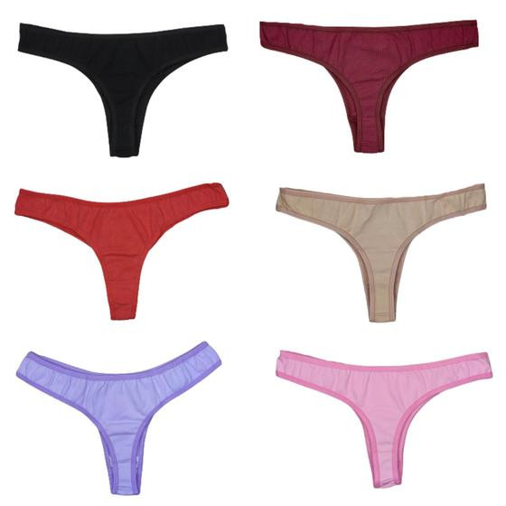 Kit 6 Calcinhas Fio Dental Feminina Sexy Adulto Algodão Conforto Sortidas - Pepper