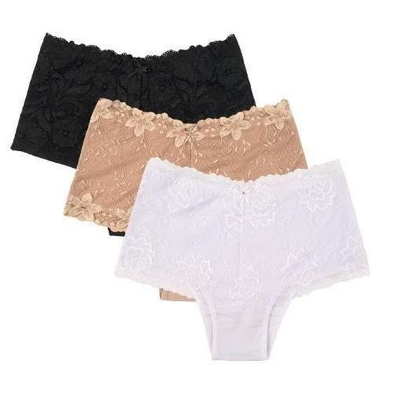 Imagem de kit 3 calcinha modeladora cos alto renda e algodao vitoria petit lingerie - Dulce Seduccíon