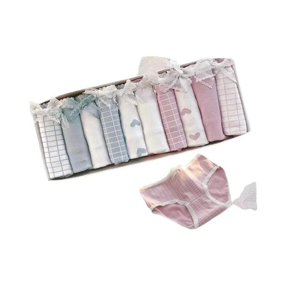 Imagem de Cuecas Femininas Macias De Cintura Média Lingerie 10 Peças Confortáveis sexy Calcinhas Diárias