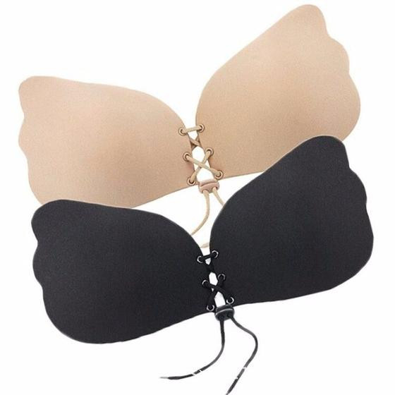 Imagem de Sutiã Adesivo Invisível Levanta Seio PUSH UP Com Amarração PRETO GG