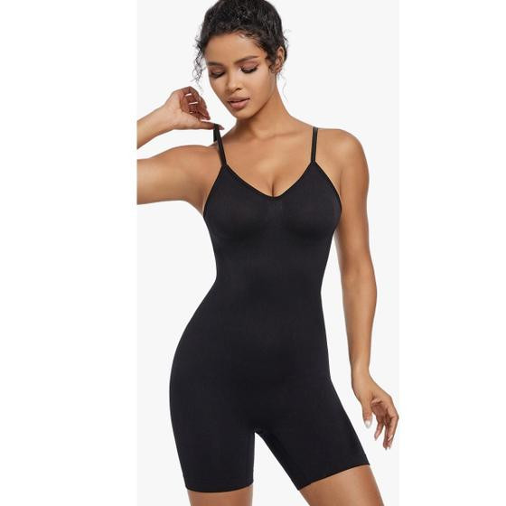Imagem de Body Macaquinho Cinta Modeladora Bermuda Bumbum Costa Nua