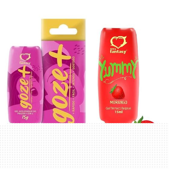 Imagem de Kit Goze+ Excitante Feminino + Yummy Gel Térmico Comestível Morango 15ml  Sexy Fantasy