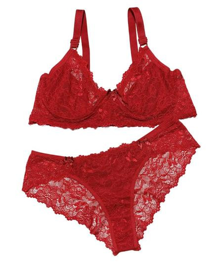 Imagem de Conjunto De Lingerie Plus Size Calcinha e Sutiã Sem Bojo De Renda Sexy
