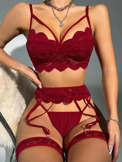 Imagem de Conjunto De Lingerie De Renda Preta Para Mulheres Sexy Sutiã Transparente Conjunto De Roupa Íntima