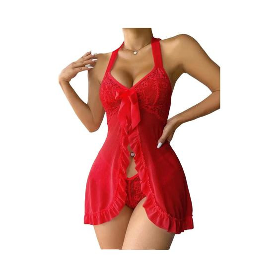 Imagem de Conjunto Feminino Sexy Transparente De Sutiã E Calcinha De Renda Lingerie Transparente Trajes