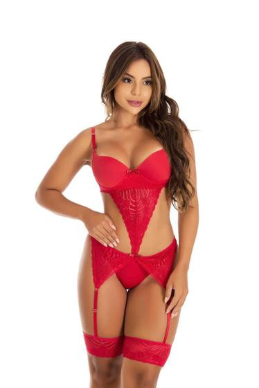 Lingerie Sensual Cinta Liga Conjunto Tule Sutiã E Calcinha Sexy Renda - Aunika Moda Íntima Lingerie