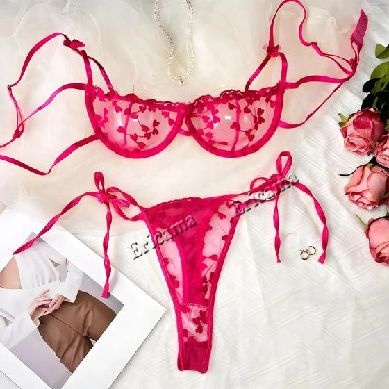 Sutiã de Renda Sexy Feminino - Sem Costura, Bordado em Formato de Coração