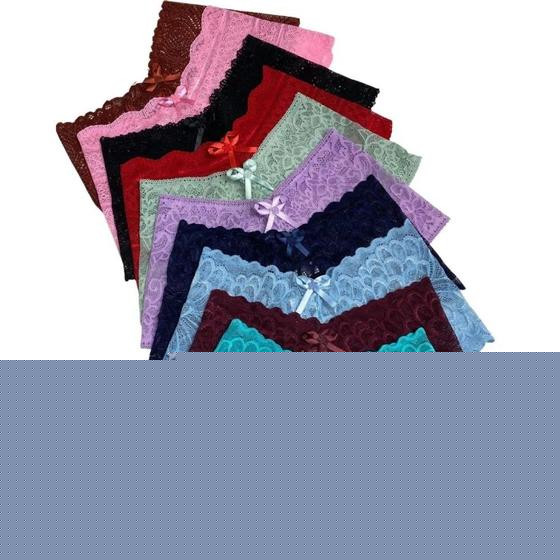 Imagem de Kit 10 Calcinhas Caleçon Shortinho Renda Sexy Confortável Com Forro Algodão Estilo Romântico Moda Íntima