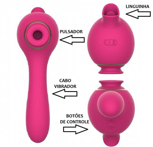 Imagem de 3 em 1 - Vibrador de Ponto G, Clitóris com Pulsação e Língua - RECARREGÁVEL