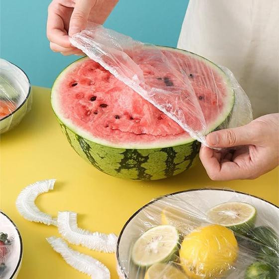 100 Capas Reutilizáveis para Armazenamento de Alimentos - Filme Conservante, Sacos Frescos, Vedação de Plástico - Tampas - Innova