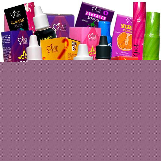 Kit sex shop 21 Produtos eróticos gel lubrificante sexual Atacado SexY Shop - TOP GEL
