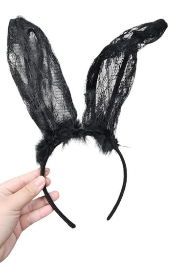 Tiara Playboy De Coelho Renda Sexy Fantasia Halloween Festas - D Presentes