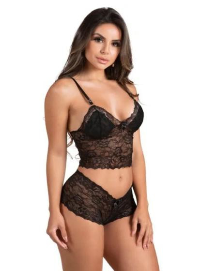 Conjunto de Lingerie Sexy em Renda com Calcinha e Sutiã sem Forro - 797 - Sol & Sedução
