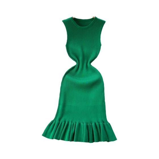 Vestido Mini Sexy Com Babados Para Mulheres, Estilo Y2K, Bodycon De Malha, Moda De Festa Coreana - YUOOMUOO