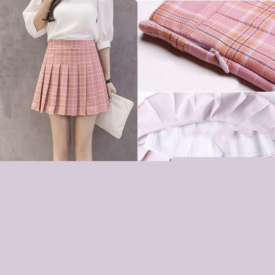 Mulheres Plissado Saia Alta Harajuku Sexy Saias Curtas Mini Saia Estilo Coreano Saias - SANLIN BEANS