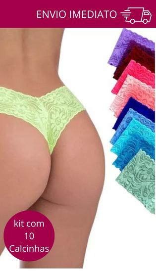 Imagem de Kit Com 10 Calcinha Fio De Renda Mini Caleçon Sexy
