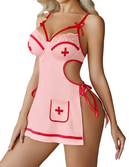 Imagem de Conjunto de lingerie Nurse Avidlove Babydoll Lace Pink