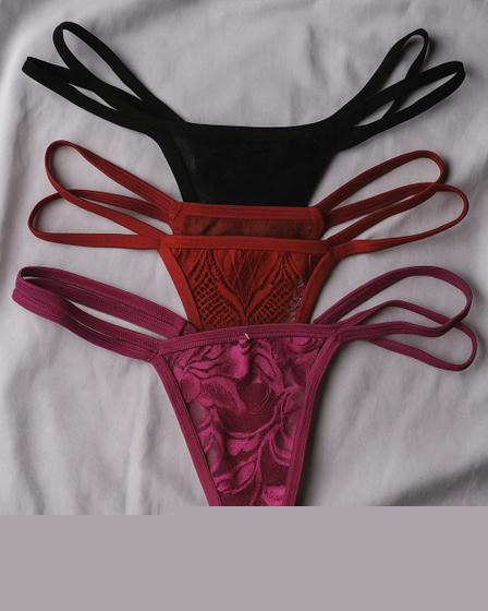 Imagem de Calcinha Sexy em Strappy Fio Dental Sensual Feita em Renda - Tanga Neide - VD2002