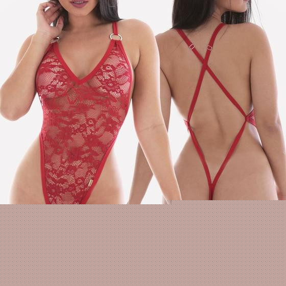 Imagem de Body Sexy Fio dental Cavado em Renda com Costas Nuas - Estrondo