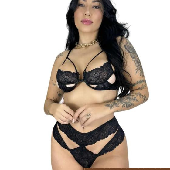 Conjunto Lingerie Sexy Sensual Rendado Luxo Sutiã Fio Dental - Miamore