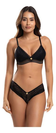 Imagem de Conjunto IMI Lingerie Sutiã Sem Bojo Calcinha Asa Delta Renda Vic