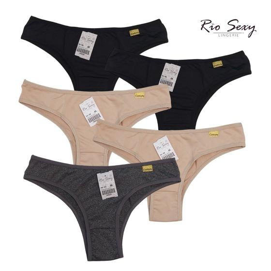 Imagem de Kit 5 Calcinha básica Tanga conforto microfibra de poliéster direto da fábrica.