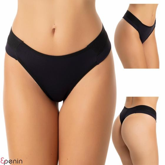 Imagem de Kit 5 Calcinha Fio Dental Duplo Tanga Sexy Elástico com Detalhe na Cintura Lingerie Feminina