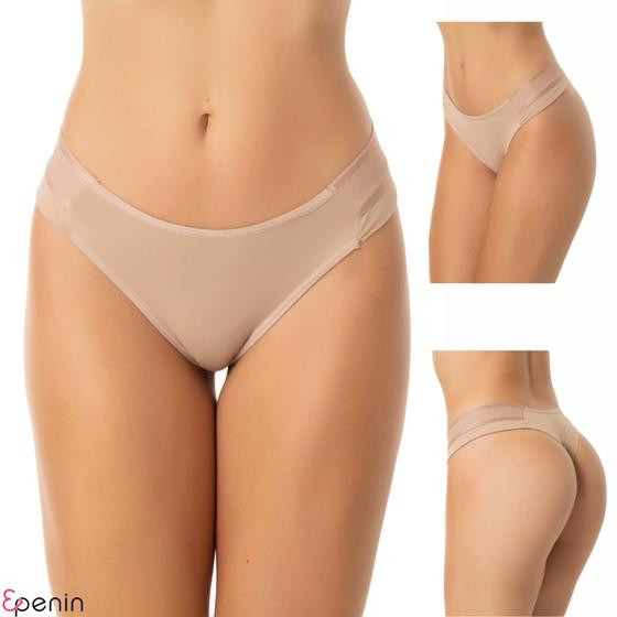 Imagem de Kit 3 Calcinha Fio Dental Duplo Tanga Sexy Elástico com Detalhe na Cintura Lingerie Feminina