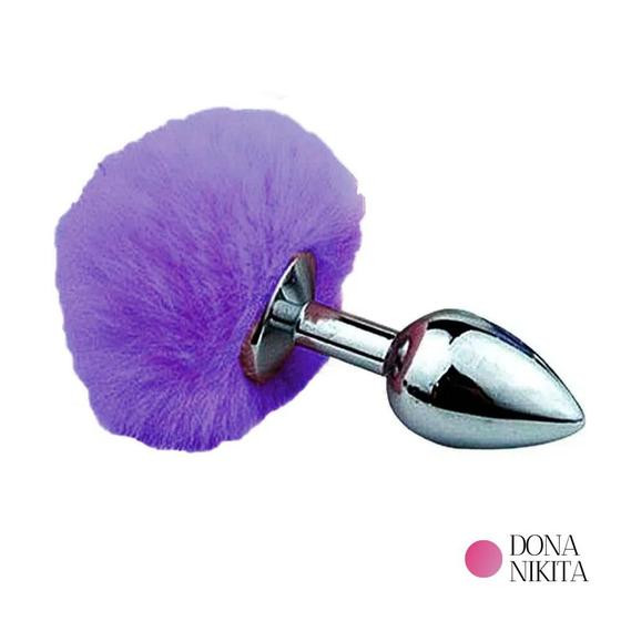 Imagem de Plug Anal em Aço Prateado Tamanho M com Pompom Sexy Import