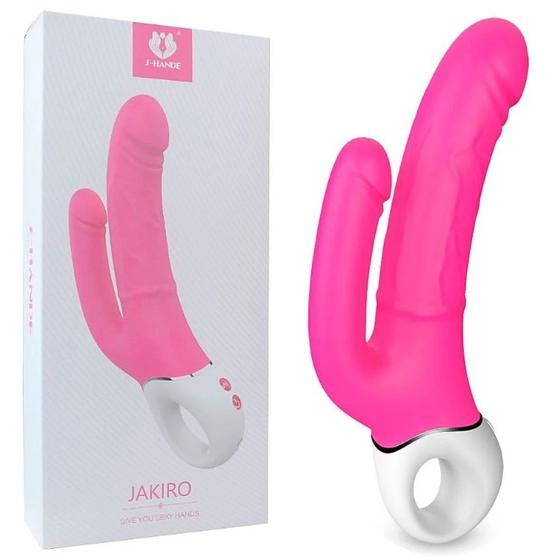Jakiro - Vibrador Estimulador Ponto G Com Plug Anal Recarregável Em Soft Touch - 9 Vibrações ROXO - 6721 - Sexy Import