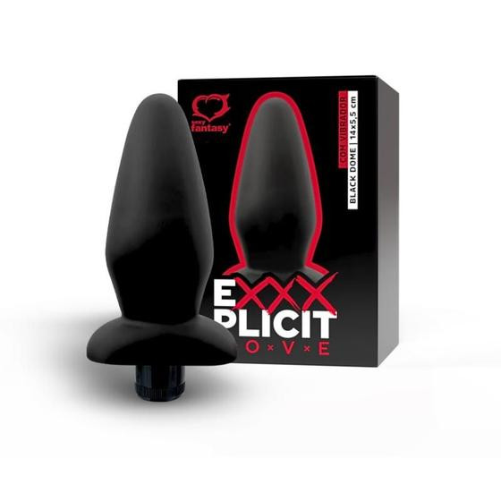Imagem de Plug Anal Exxxplicit Love Black Dome com Vibração 14x5,5cm