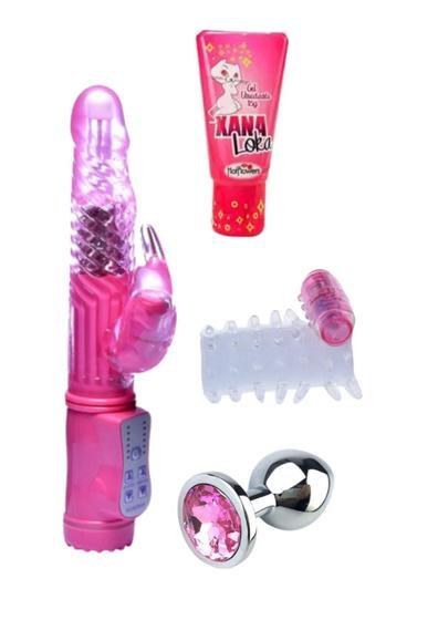 Imagem de Kit Brinquedos Eróticos Vibrador Feminino Ponto G Rotativo Acessórios Sexshop