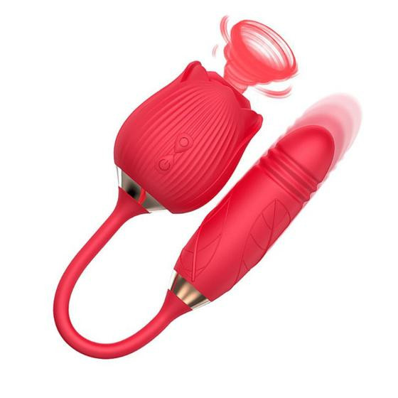 Imagem de Vibrador Formato Rosa e Penis Ponto G e Clitóris