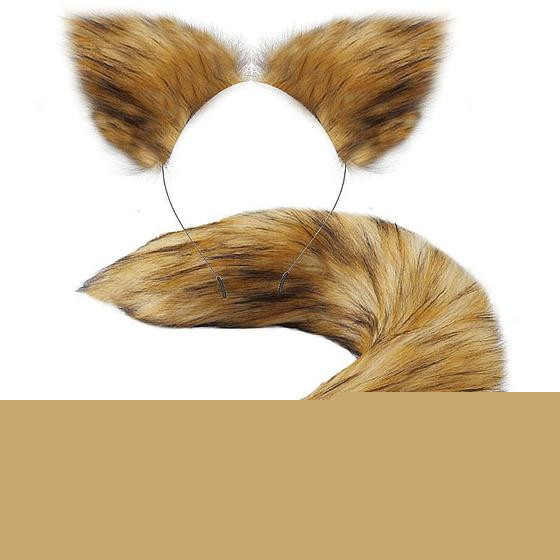 Imagem de Kit Fetiche Plug Anal M Rabo de Raposa com Tiara de Orelhas
