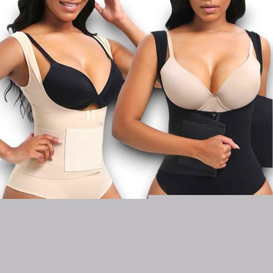 Imagem de Cinta Body Feminino Modelador 2 em 1 com Elástico Abdominal Bori Afina Cintura empina bumbum