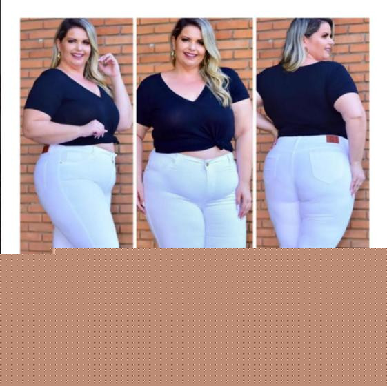 Imagem de Calça Jeans Branca Modeladora Plus Size Cintura Alta Lycra Recorte Coração Empina Bumbum