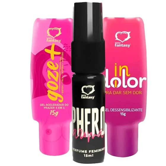 Imagem de Kit Perfume Feromônio Gel Excitante Feminino Gel Dessensibilizante Anal