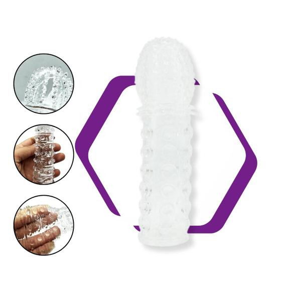 Imagem de Capa Peniana Texturizada Em Silicone Com Estimulador Capa Extensora Sexy Import Sex Shop Produtos Adultos