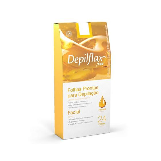 24 Folhas Prontas Depilação Facial Depilflax Papel Cera Depilatória