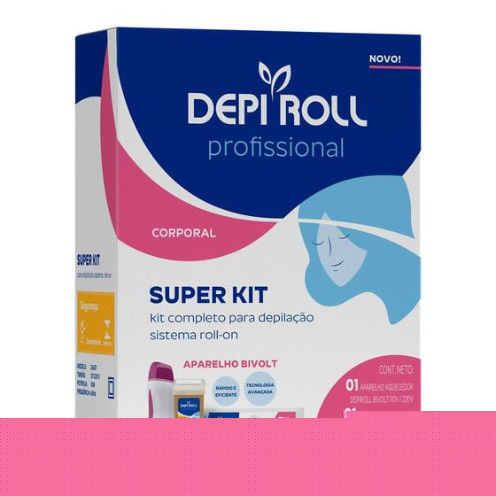 DepiRoll Depilação Roll-on Tradicional Super Kit Aparelho Aquecedor + Cera Roll-On + Lenços