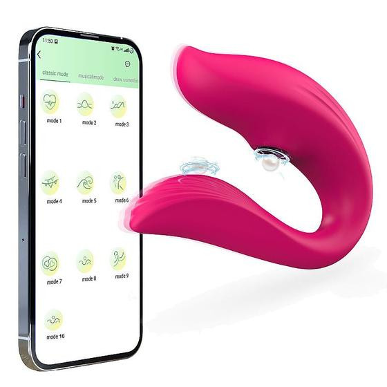 Imagem de Vibrador de Casal com Sucção e Vibração e Controle por App Pink