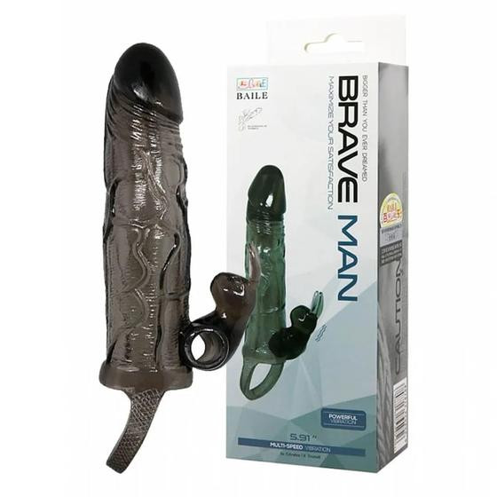 Imagem de Brave Man Capa com Anel Peniano Estimulador de Clitóris e Vibrador Miss Collection