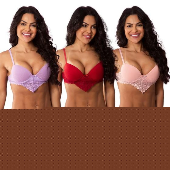 Imagem de Kit 5 Conjuntos Femininos Sutiã com Bojo e Calcinha Fio Canelado Lingerie Sexy Luxuosa e Confortável Dia a Dia